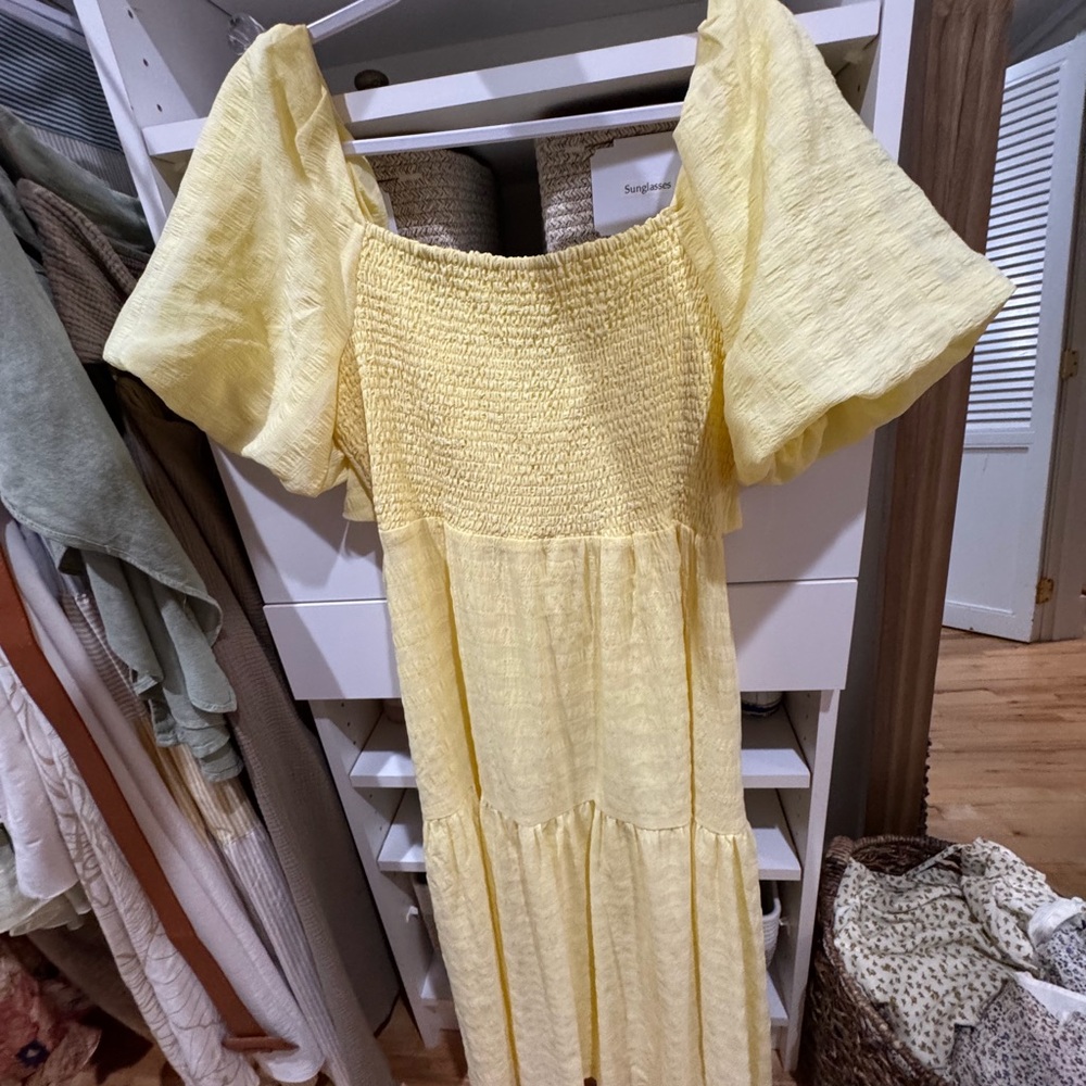 Astr Yellow Maxi Dress with Smocked Bodice